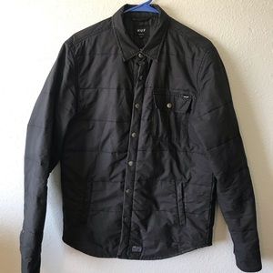 HUF black insulated jacket Large Button Down skate
